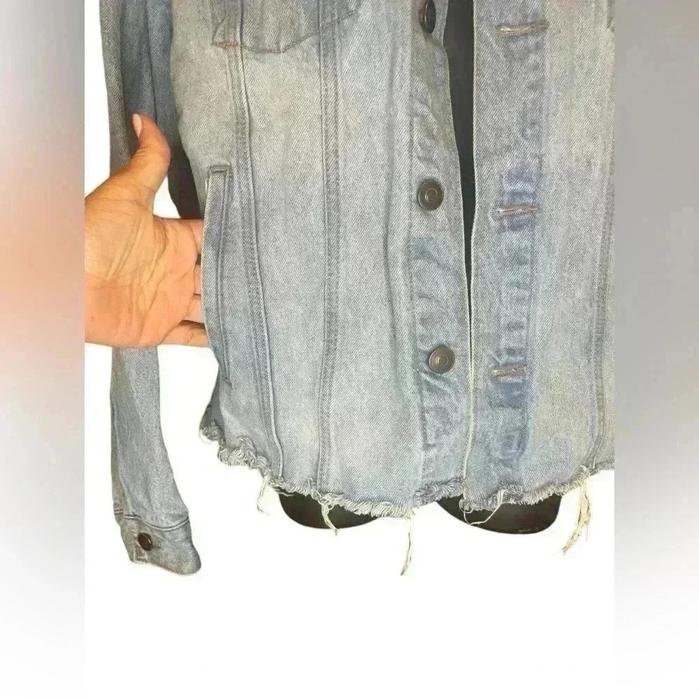 Forever 21 customized personalized denim jacket with WIFE OF THE PARTY oversized - Picture 3 of 6